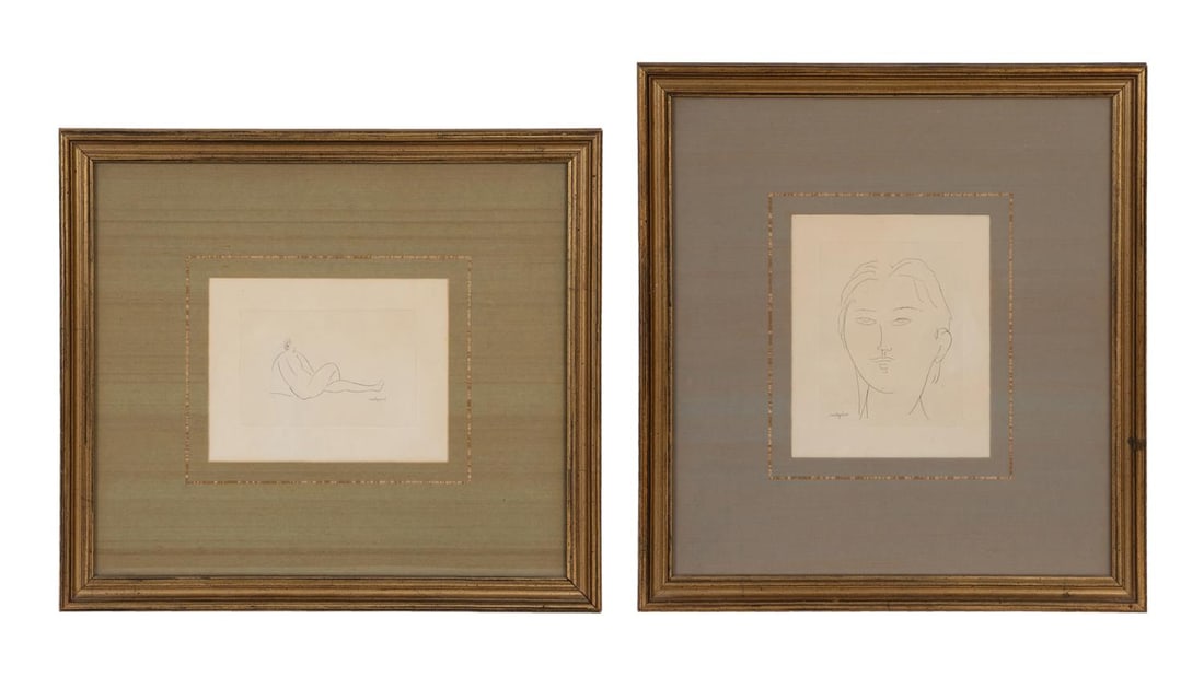 2 AMEDEO MODIGLIANI FEMALE FIGURAL ETCHINGS (1 of 6)