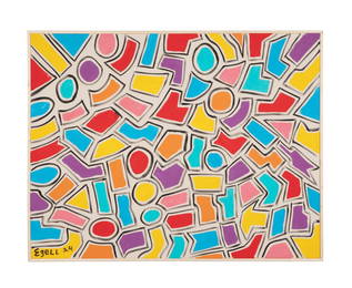 SAM EZELL LARGE GEOMETRIC OIL ON CANVAS