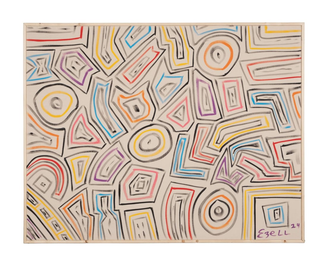 SAM EZELL LARGE MODERN GEOMETRIC OIL ON CANVAS (1 of 5)