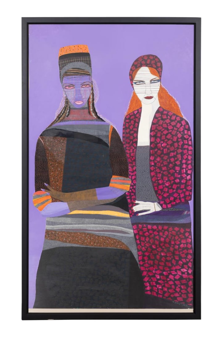 R. TILLOTSON PURPLE & WHITE FEMALE PORTRAIT MM/P (1 of 5)