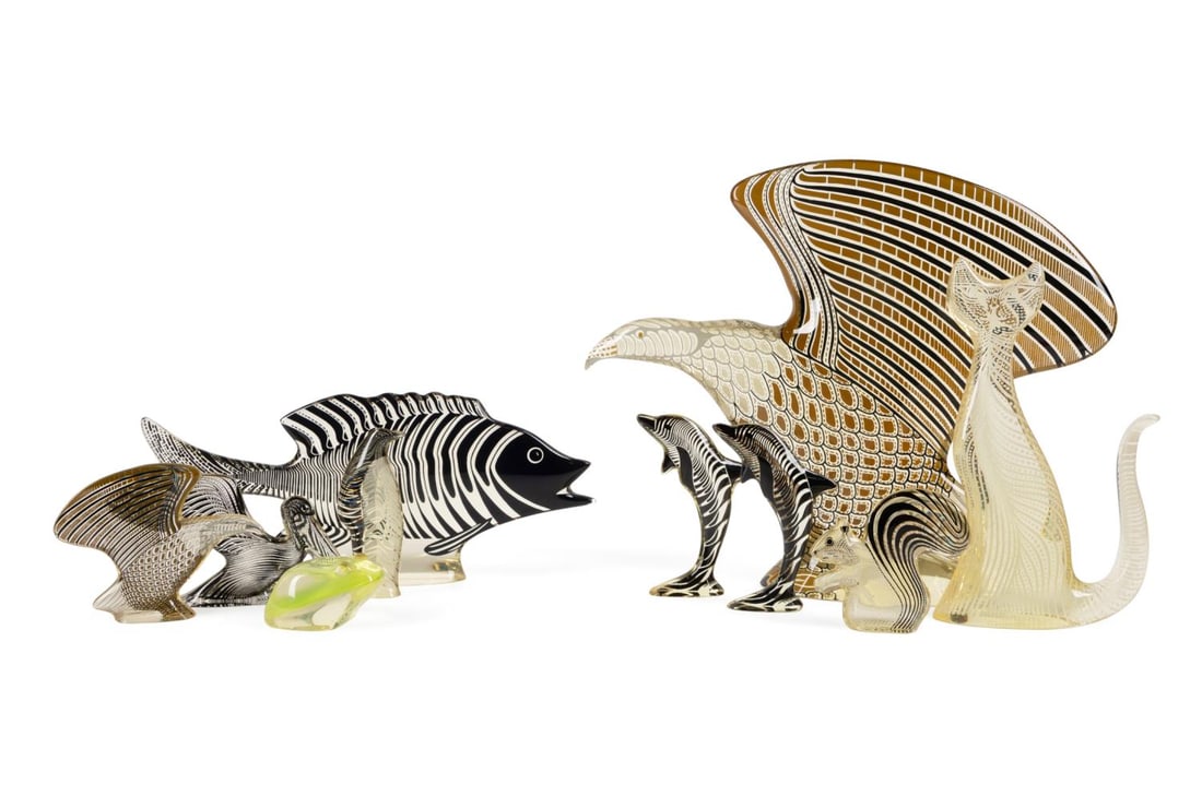 TEN ABRAHAM PALATNIK LUCITE OPTIC ART ANIMALS (1 of 10)