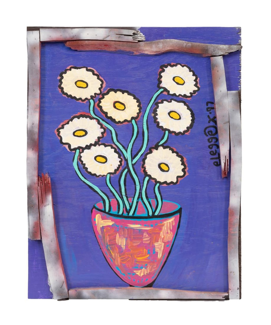 ERIC LEGGE FOLK ART FLORAL STILL LIFE, O/B 1997 (1 of 5)