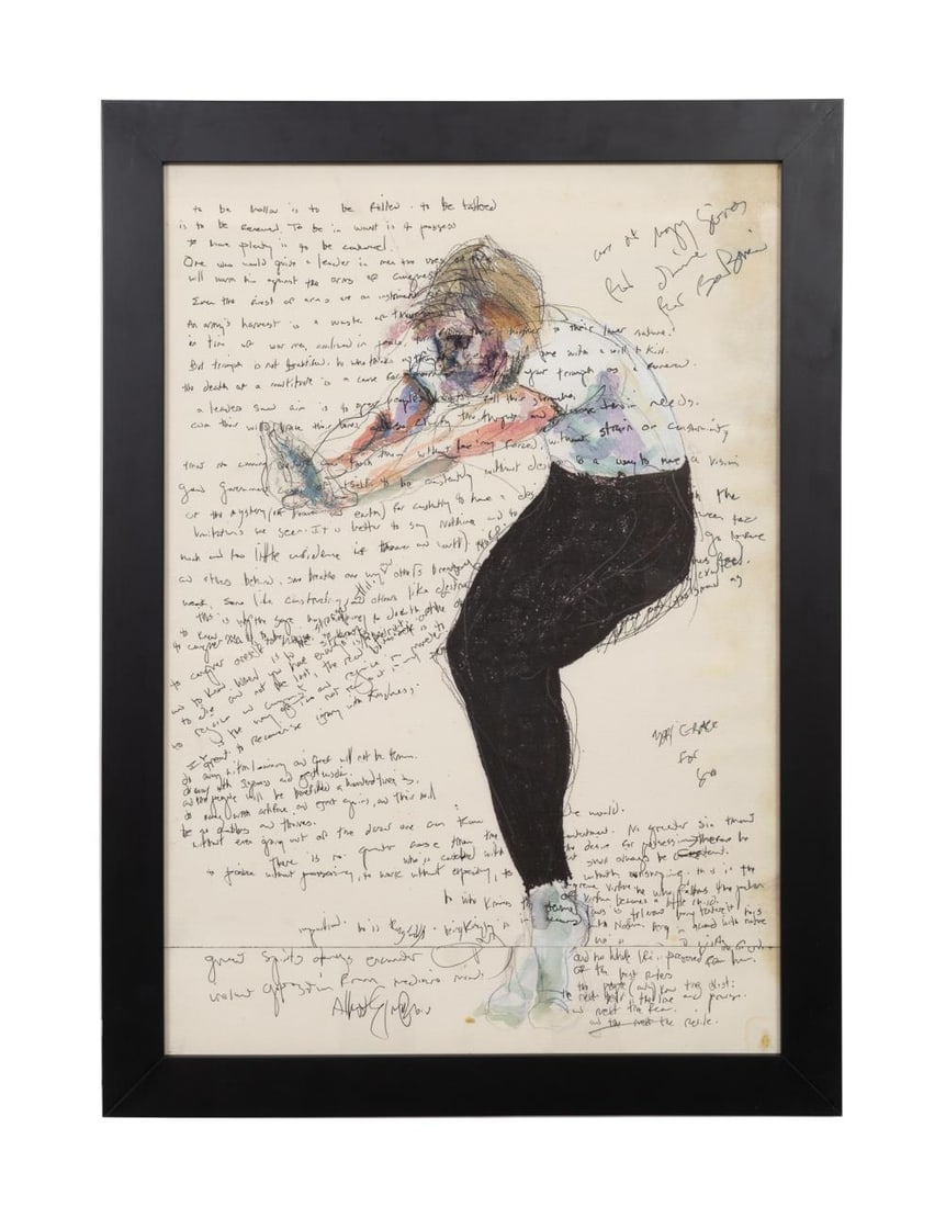 TODD MURPHY, DYNAMIC SKETCH OF A WOMAN MM/P: Todd Murphy (American 1962-2020). Untitled - Dynamic Sketch of a Woman, mixed media on paper, apparently unsigned, inscribed to UR, LR, and LL. Framed. Provenance: From the Private Collection of Greys