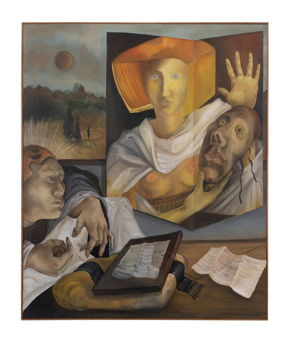 GUY ROBINSON, '#1', SURREALIST FIGURAL SCENE O/C (1 of 6)