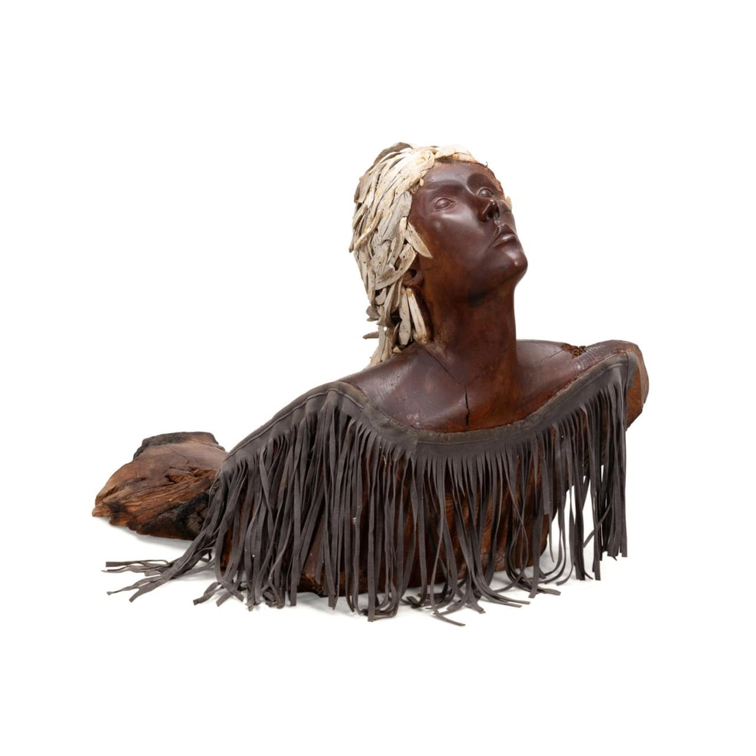 AM. SCHOOL, CARVED DRIFTWOOD SCULPTURE OF A WOMAN (1 of 6)