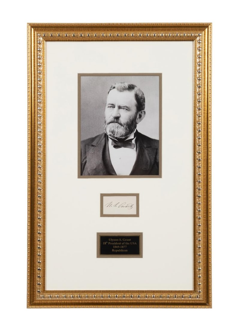 ULYSSES S. GRANT BOLD SIGNATURE ON CARD FRAMED (1 of 5)