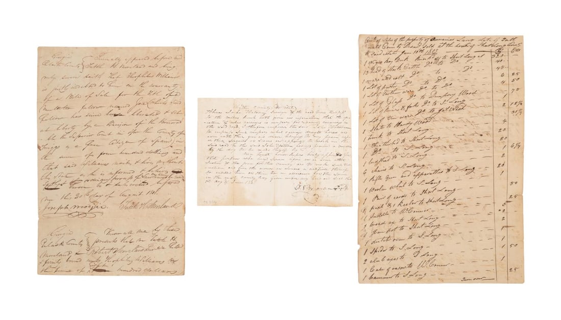 THREE ANTEBELLUM SLAVE RELATED DOCUMENTS (1 of 3)