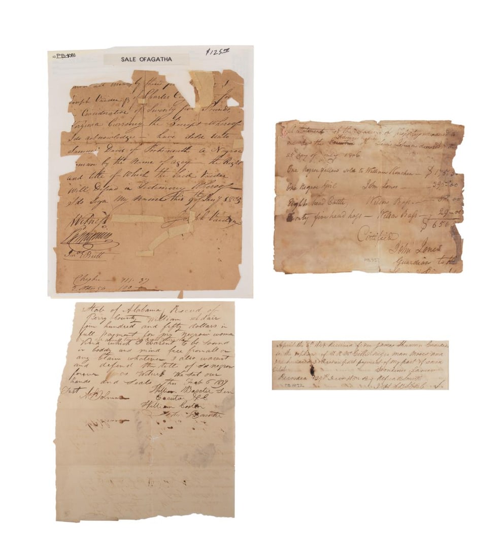 FOUR ANTEBELLUM SLAVE SALE DOCUMENTS 1805-1849 (1 of 3)
