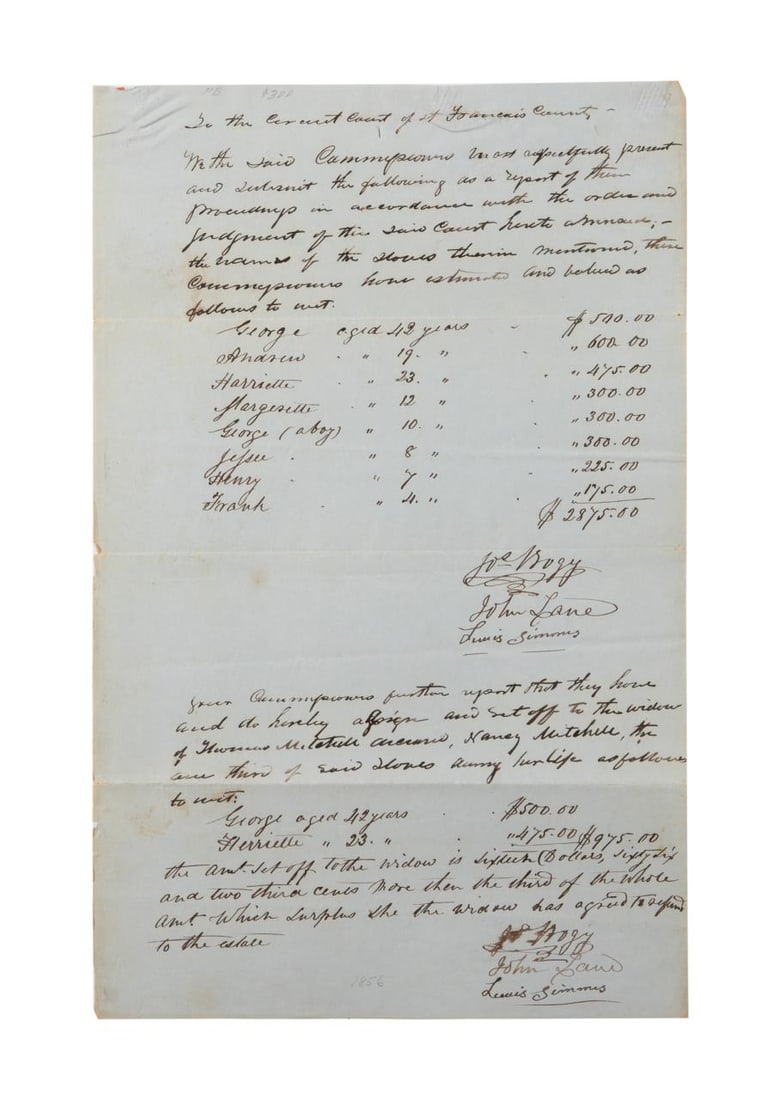 ANTEBELLUM MISSOURI SLAVE APPRAISAL & ASSIGNMENT (1 of 5)