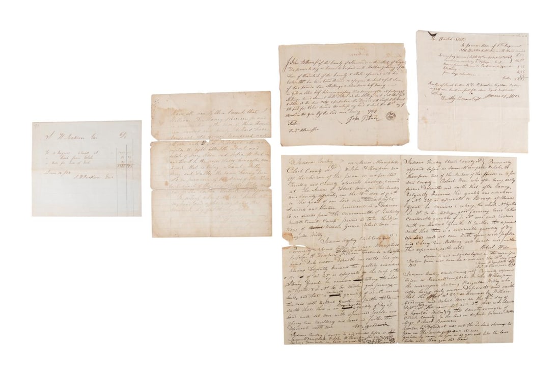 5 ANTEBELLUM SLAVE & MILITARY DOCUMENTS 1789-1858 (1 of 4)