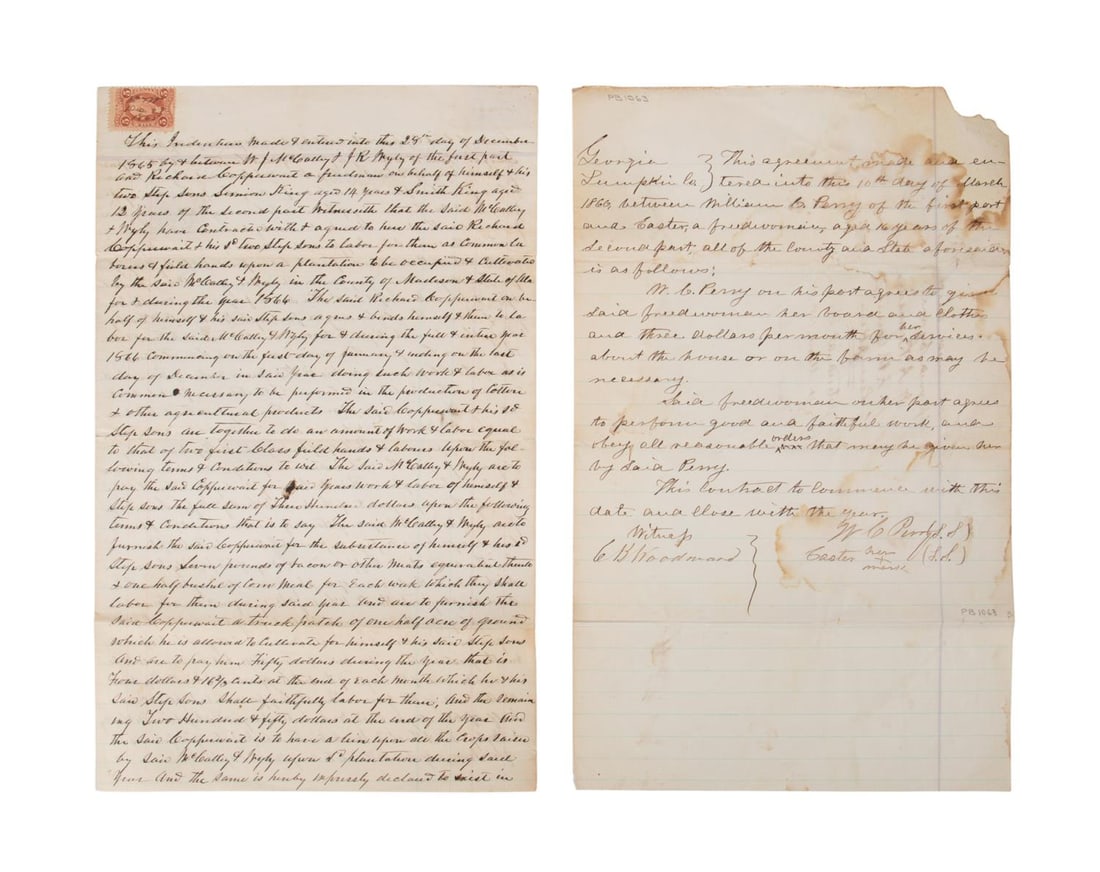 TWO RECONSTRUCTION ERA FREEDMAN INDENTURES (1 of 4)