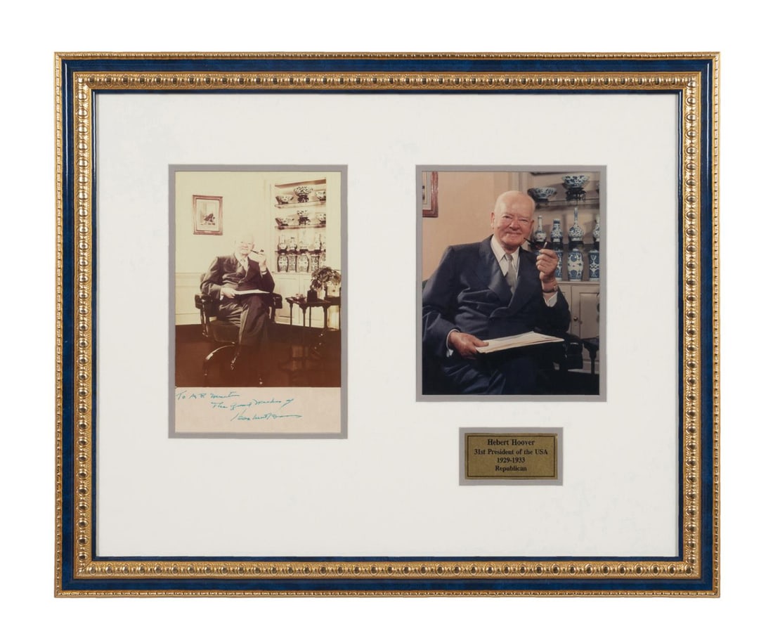 HERBERT HOOVER INSCRIBED AND SIGNED PHOTO FRAMED (1 of 6)