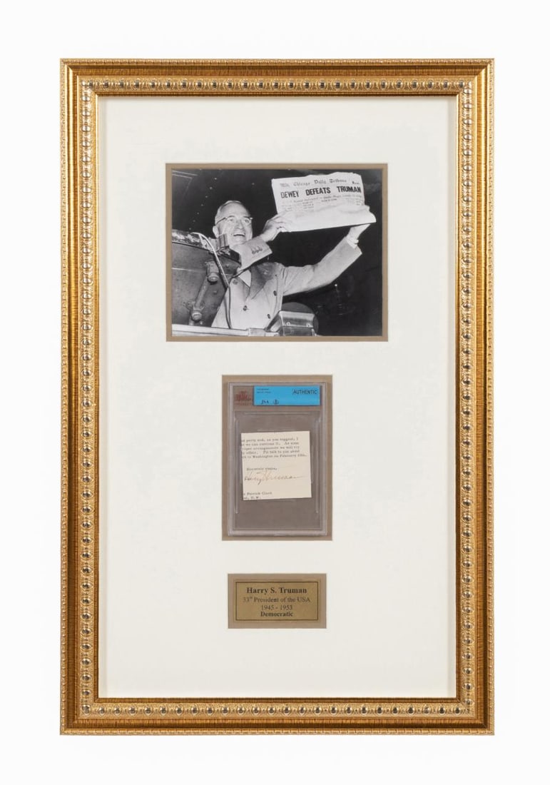 HARRY S.TRUMAN SIGNED CUT DOCUMENT JSA CERT FRAMED (1 of 6)