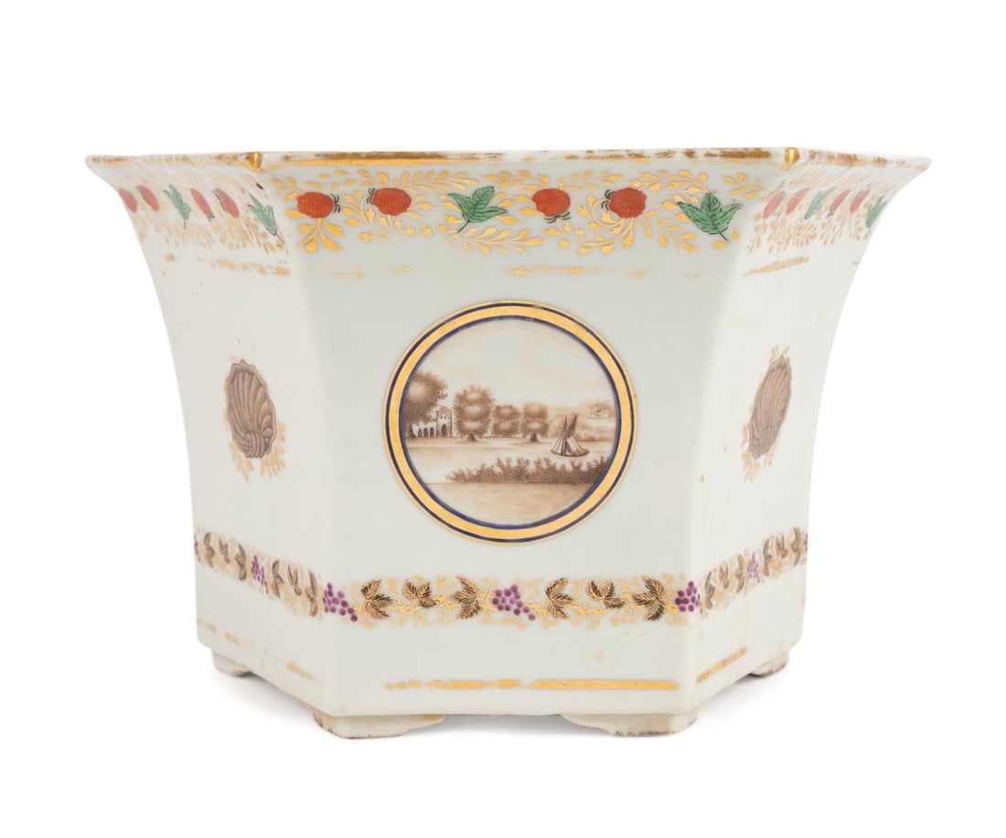 CHINESE EXPORT JARDINIERE W/ SEPIA LANDSCAPES (1 of 9)