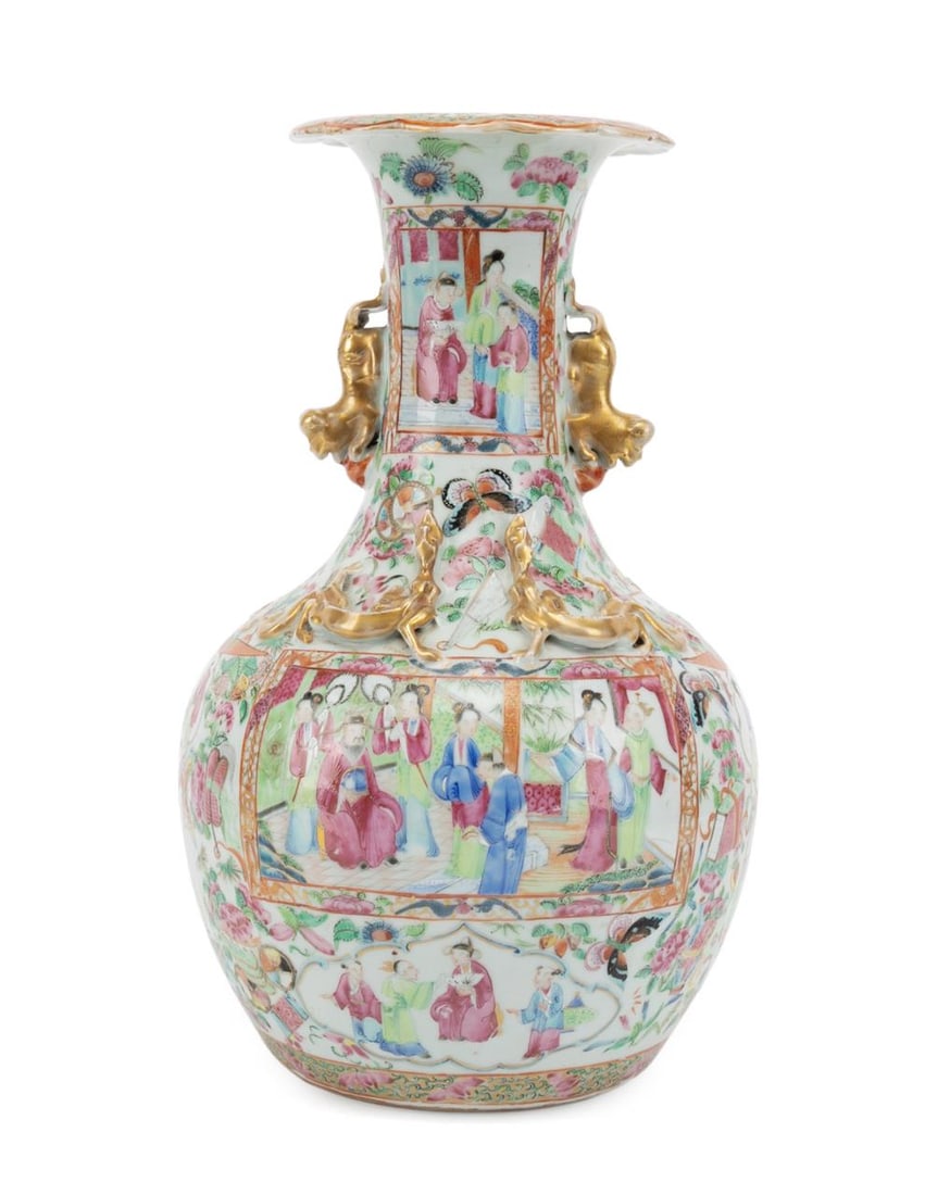 19TH C. CHINESE ROSE MANDARIN GLOBULAR VASE (1 of 9)