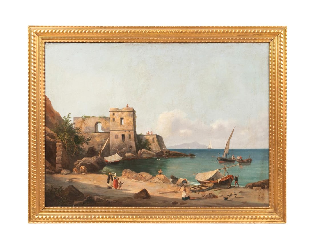 19TH C. CAPRICCIO, CASTELLAMMARE NEAR NAPLES, O/C (1 of 5)