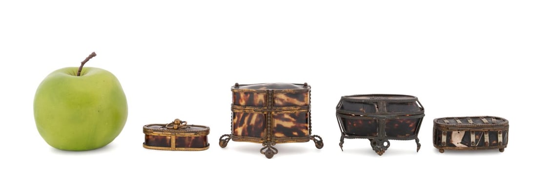 FOUR 18TH/19TH C. EUROPEAN SHELL VENEER BOXES (1 of 9)