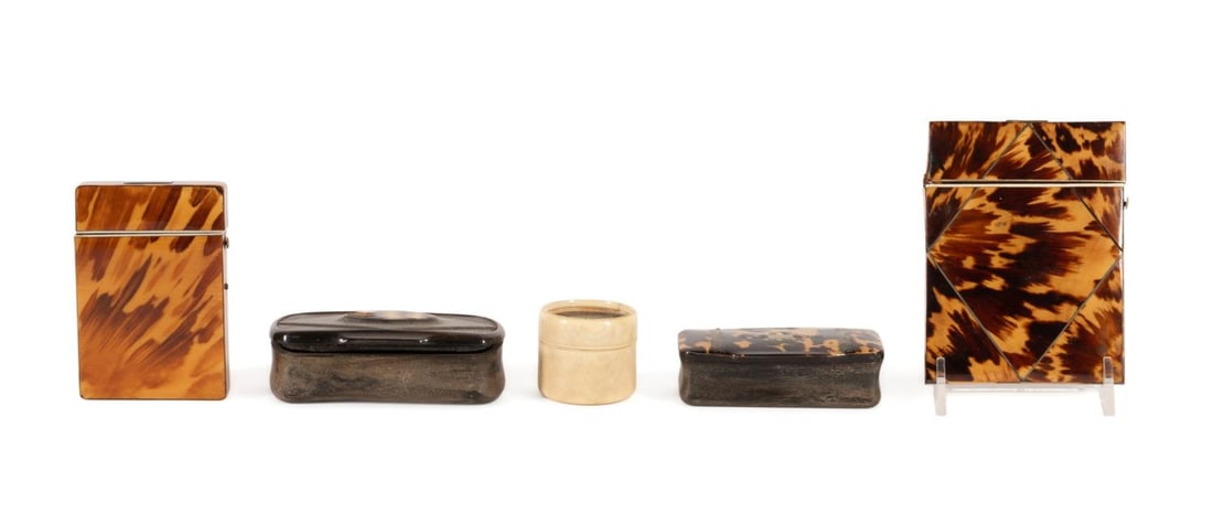 FIVE ASSORTED SHELL VENEER DOMESTIC USE BOXES (1 of 6)