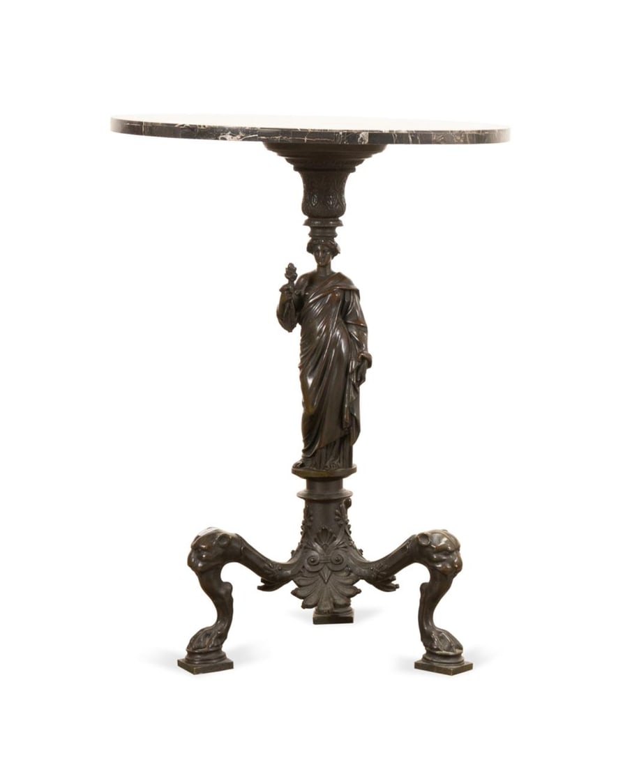 NEOCLASSICAL BRONZE TABLE WITH PIETRA DURA TOP (1 of 6)