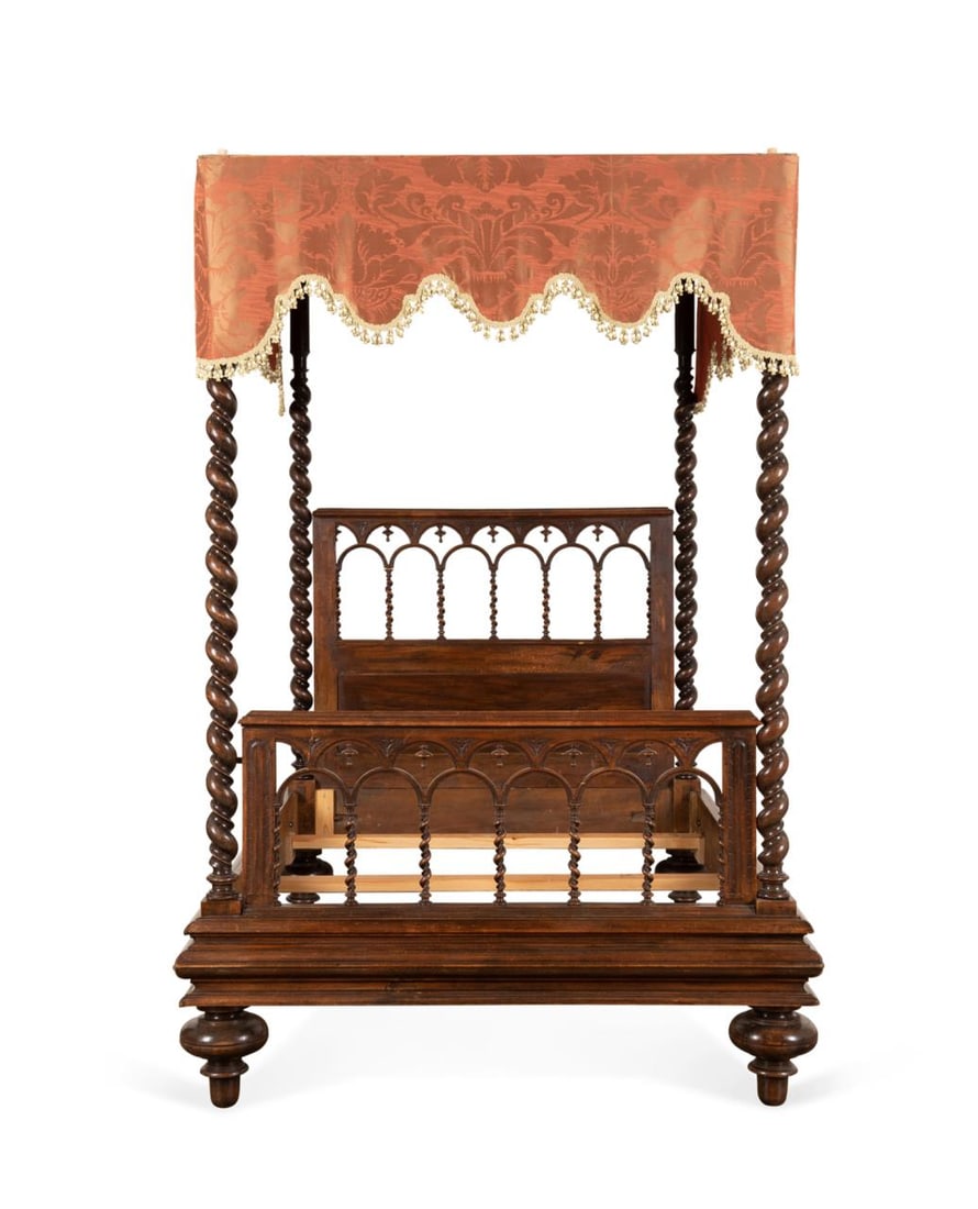 PORTUGUESE WALNUT POSTER BED WITH FORTUNY TESTER (1 of 5)