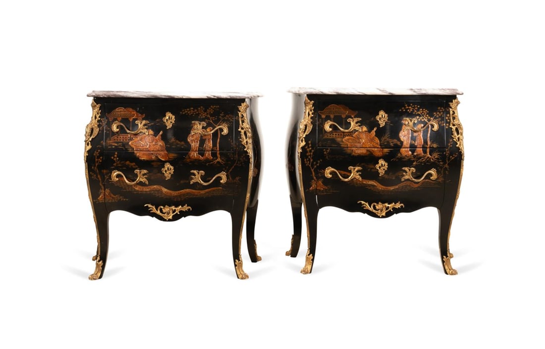 PR LOUIS XV STYLE CHINOISERIE MARBLE TOP COMMODE (1 of 6)