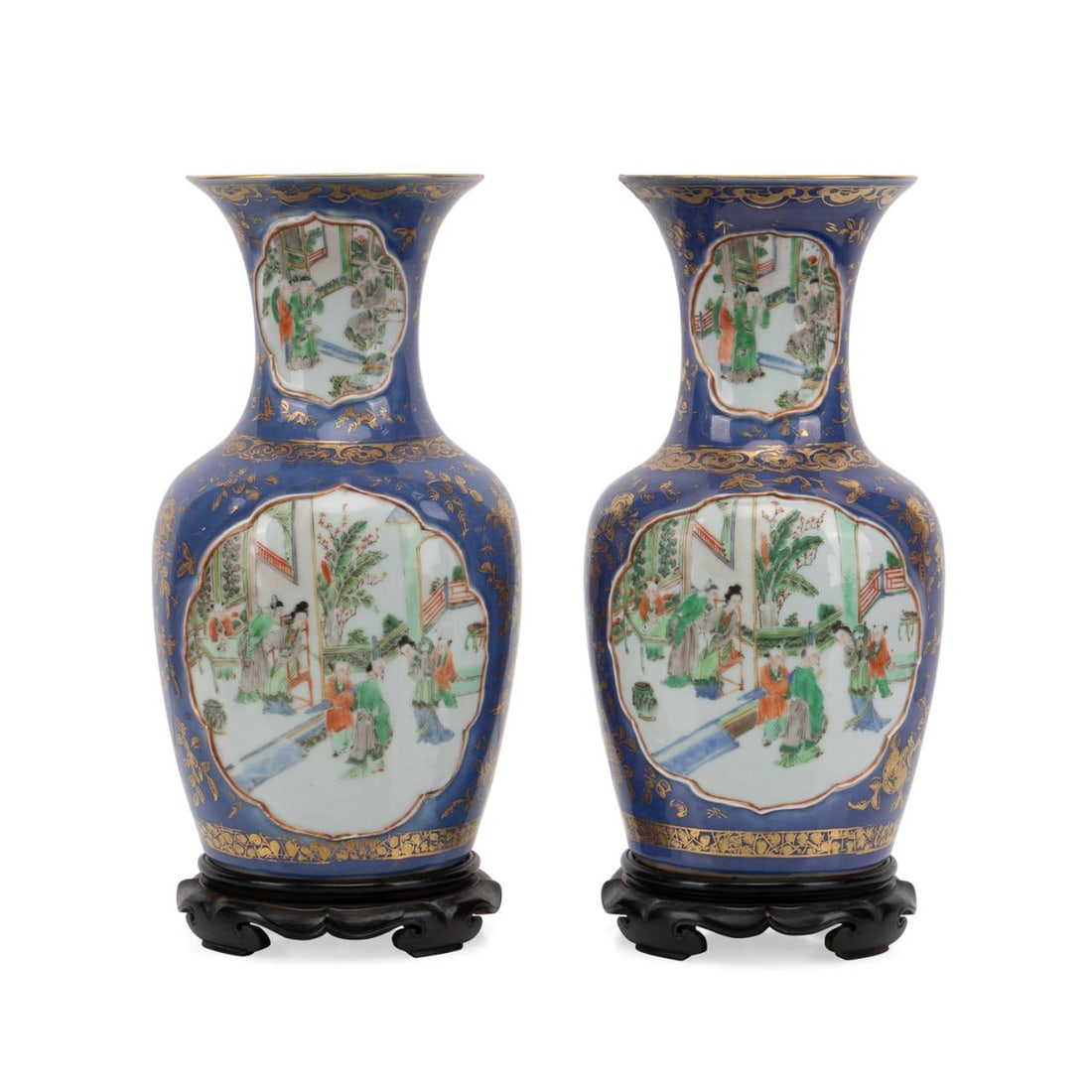 PAIR, 19TH C. CHINESE POWDER BLUE PORCELAIN VASES (1 of 7)