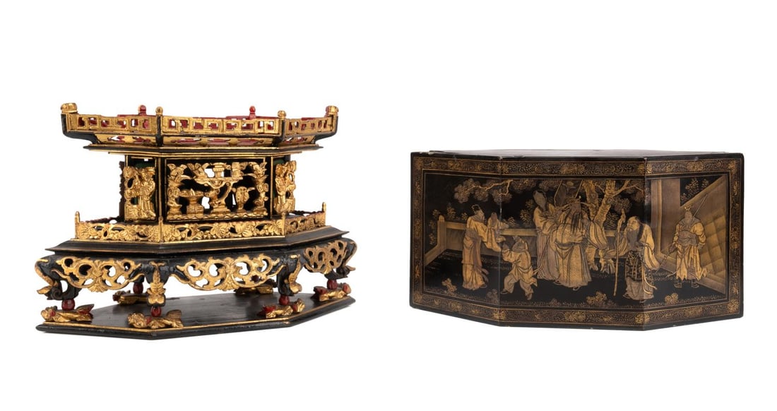 CHINESE LACQUERED & GILT TEMPLE OFFERING ALTAR BOX (1 of 15)