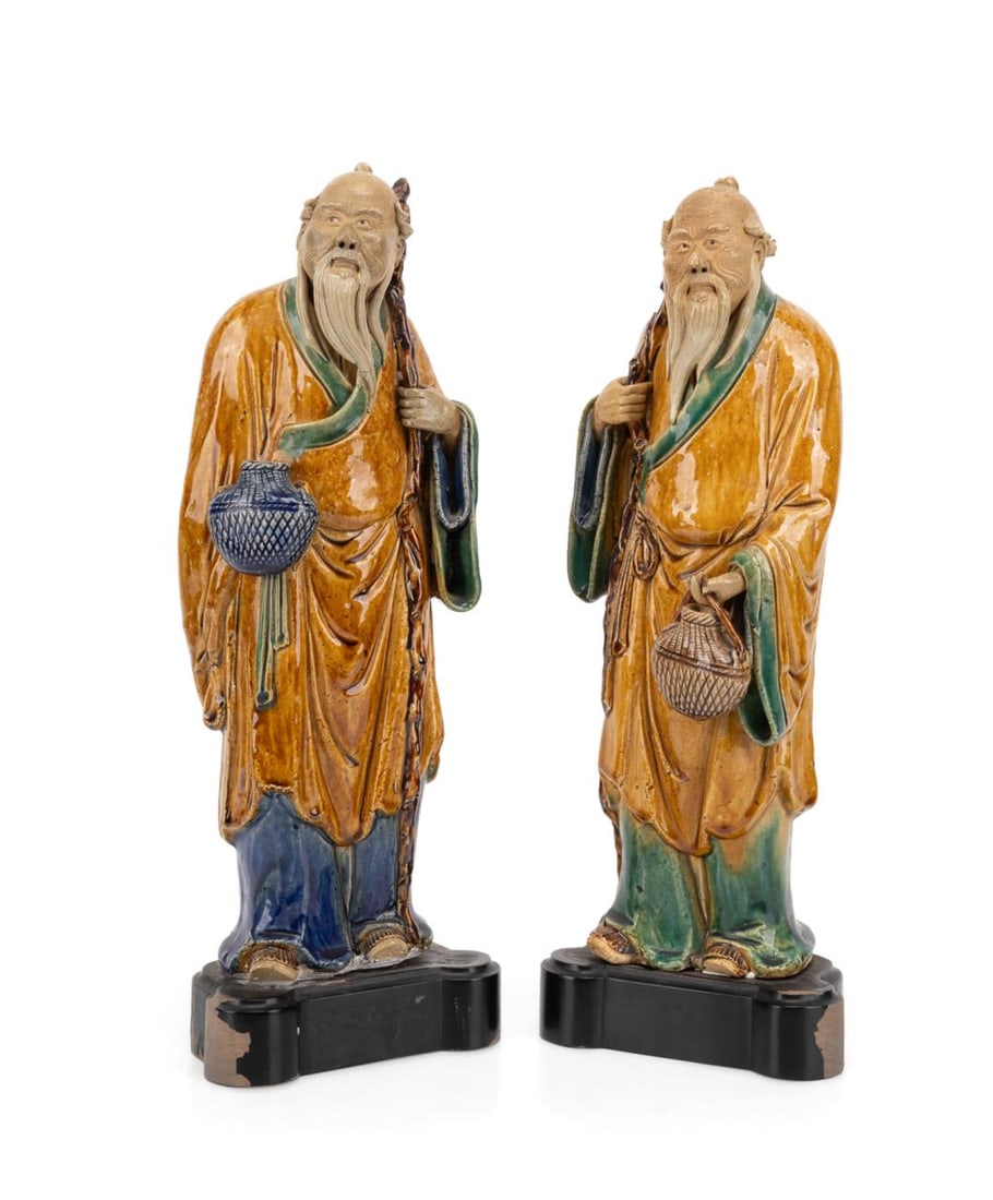 PR CHINESE SHIWAN GLAZED POTTERY FISHERMEN FIGURES (1 of 6)