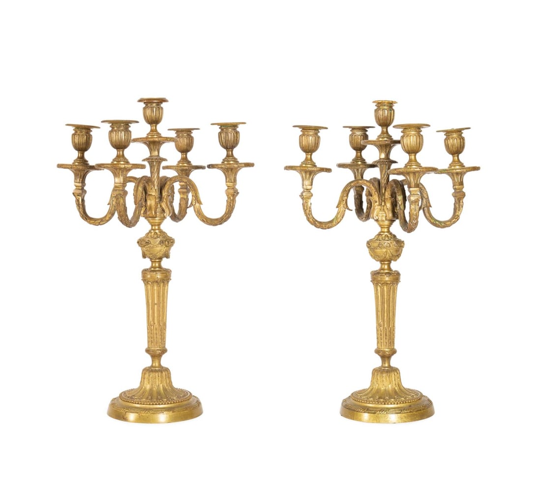 PR. LOUIS XVI REVIVAL BRONZE FIVE-LIGHT CANDELABRA (1 of 6)