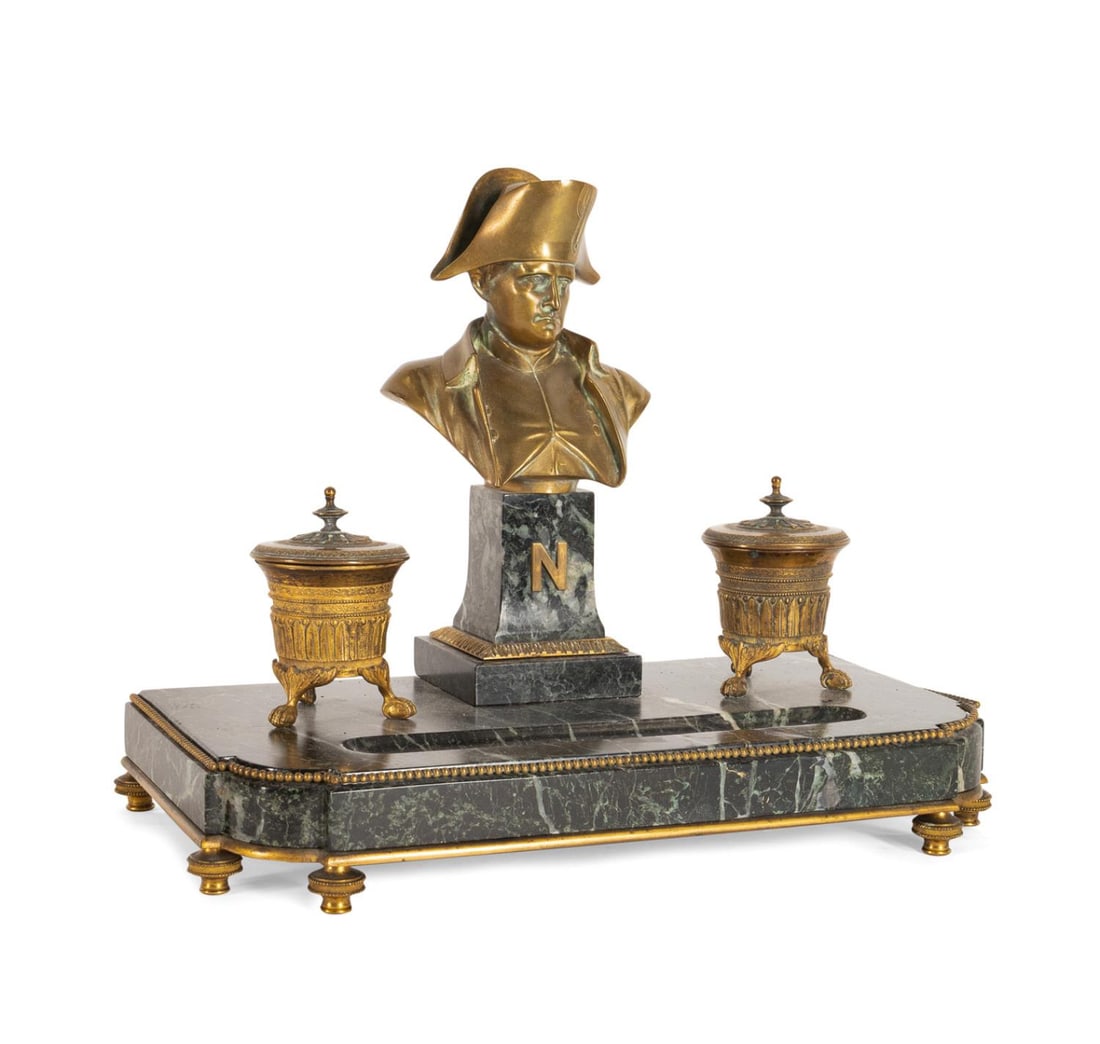 19TH C. NAPOLEON BRONZE MOUNTED MARBLE ENCRIER (1 of 8)