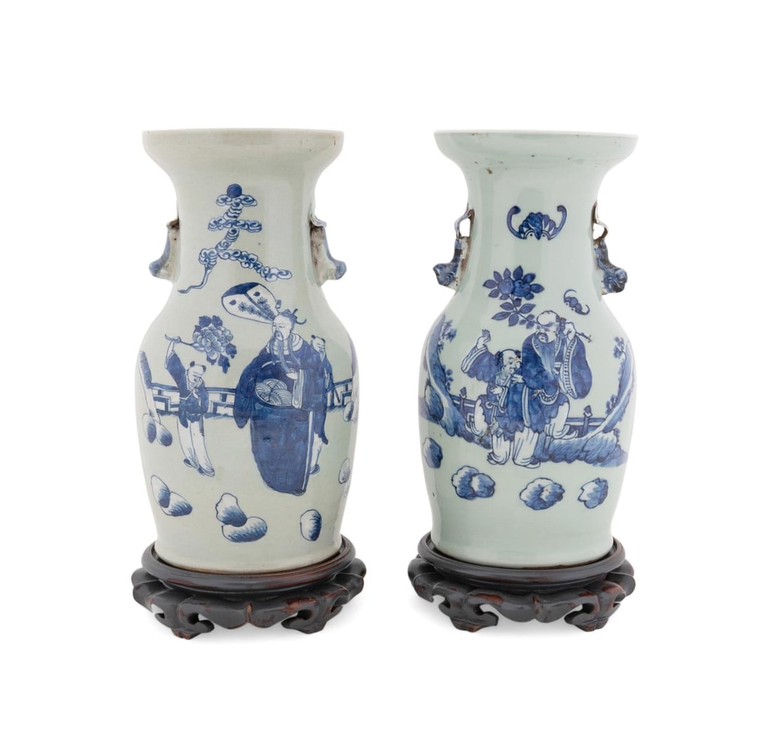 NEAR PAIR, CHINESE BLUE & WHITE CELADON VASES (1 of 7)