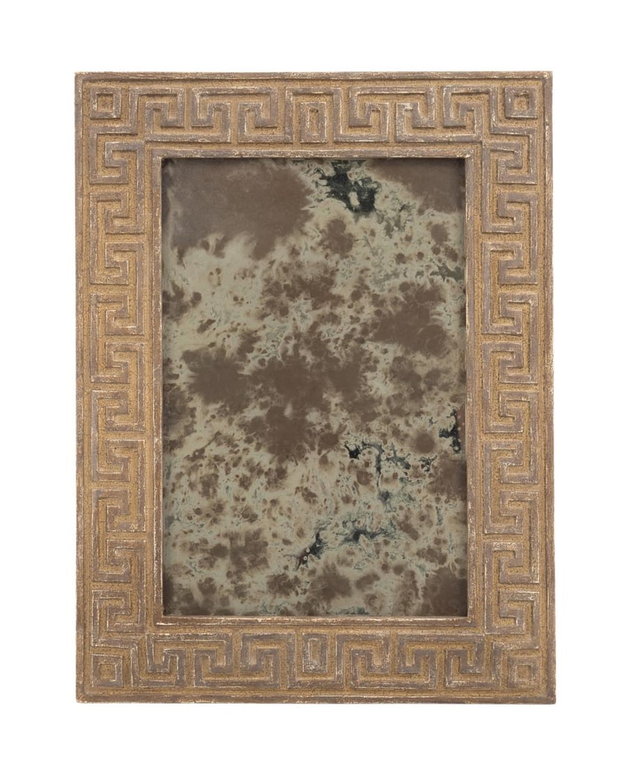 ANTIQUED GREEK KEY MOTIF WOODEN MIRROR (1 of 6)