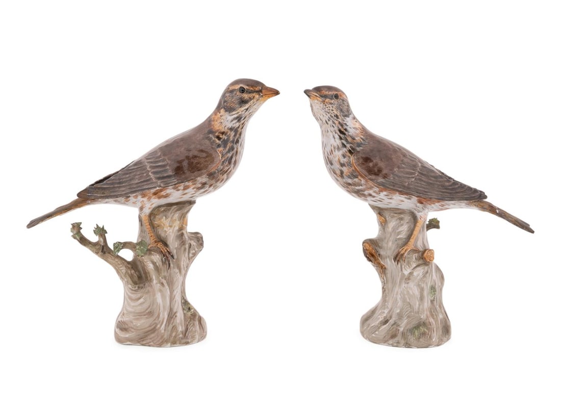 PAIR, MEISSEN BROWN BIRD PORCELAIN FIGURINES (1 of 9)