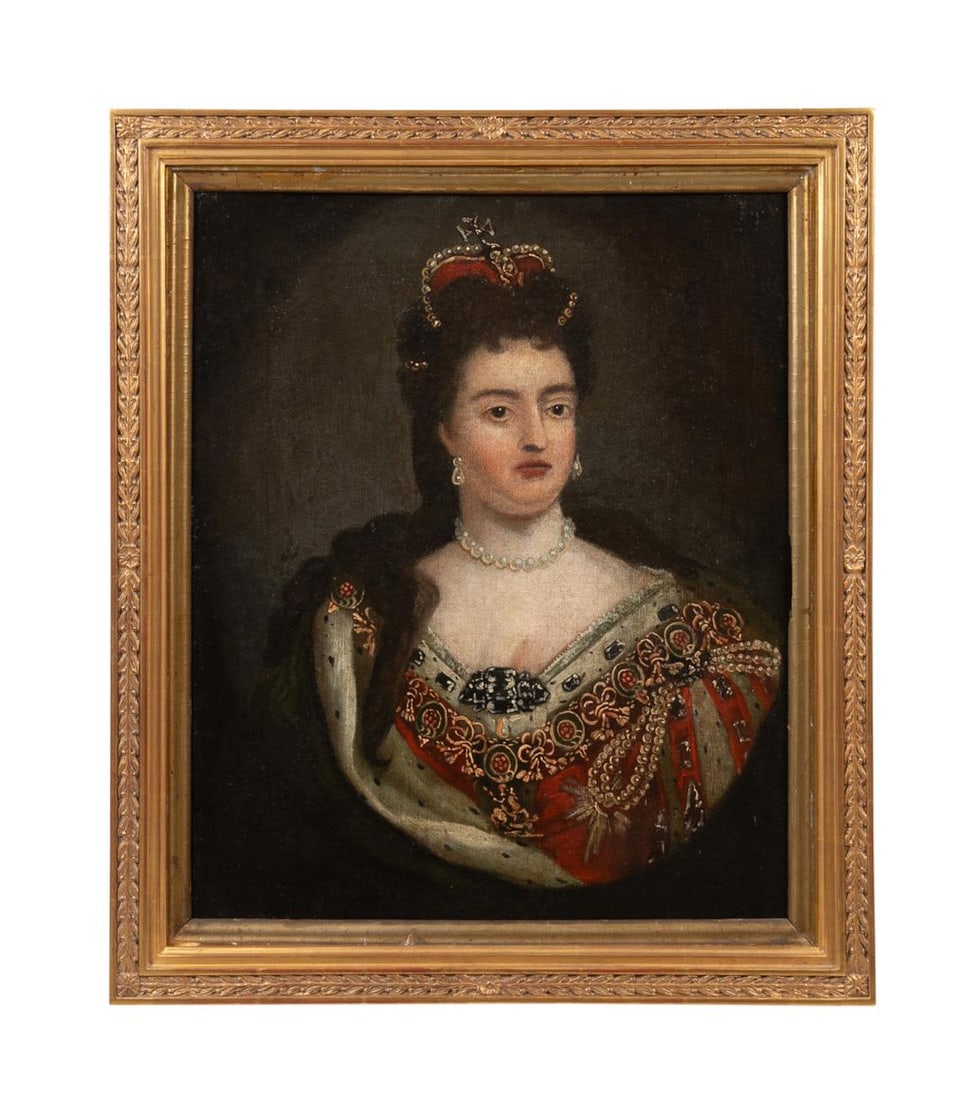 CORONATION PORTRAIT OF QUEEN ANNE, 19TH C. O/C (1 of 4)