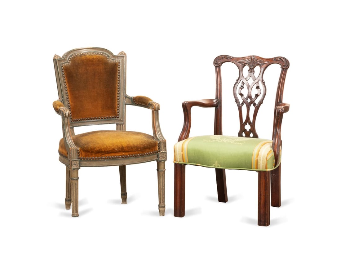 2 CHILD'S' CHAIRS, CHIPPENDALE & LOUIS XVI STYLE (1 of 6)