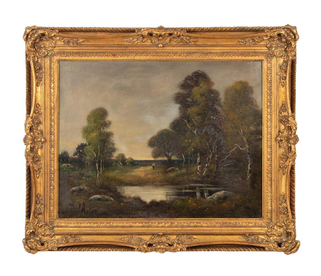 PAUL ASTIER, RIVER LANDSCAPE W/ FIGURE, O/C (1 of 6)