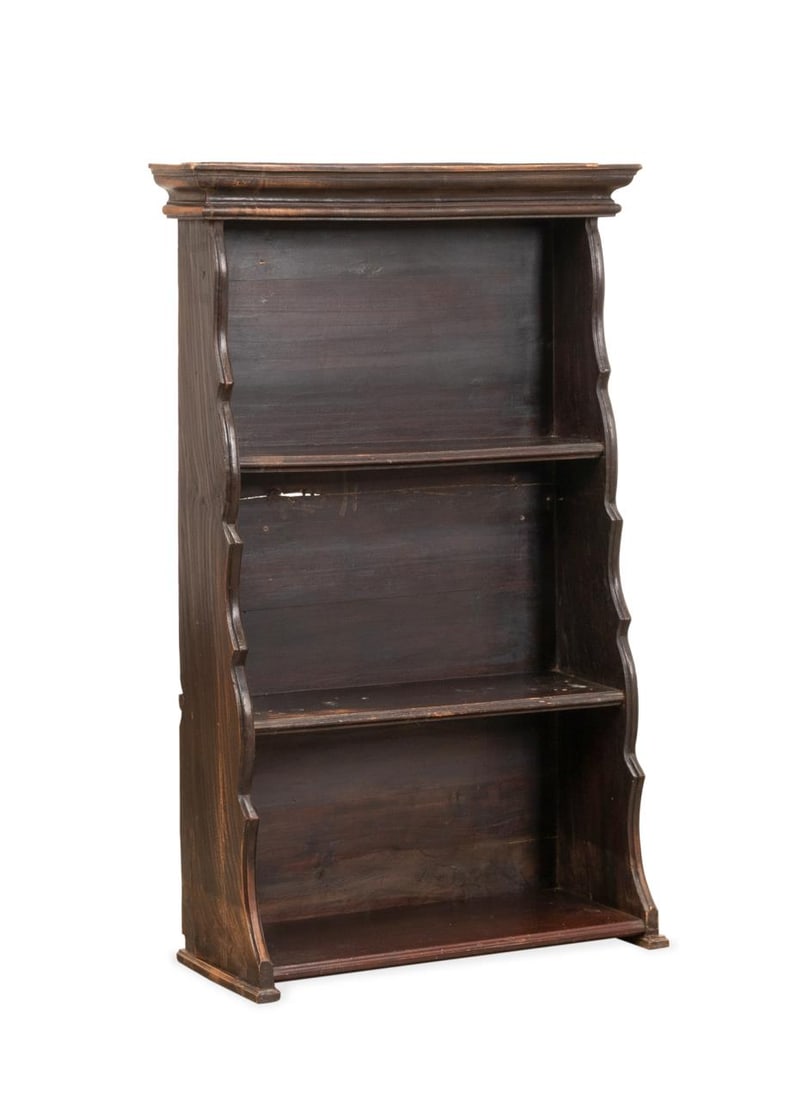 THREE TIER DARK STAINED PINE BOOKCASE (1 of 5)