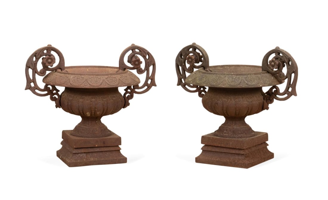 PR. 19TH C. FRENCH VICTORIAN CAST IRON GARDEN URNS (1 of 7)