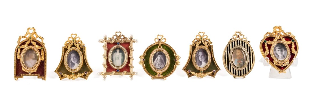 SEVEN SMALL FABERGE ENGINE TURNED ENAMEL FRAMES (1 of 10)