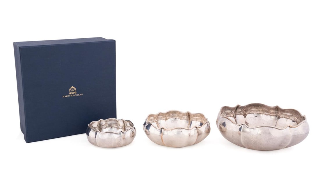 3PC BUCCELLATI GRADUATED STERLING BOWLS IN BOX (1 of 9)
