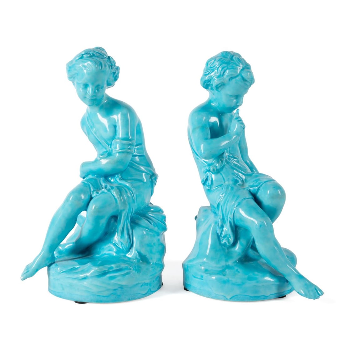 PR 19TH C. SEVRES STYLE TURQUOISE CUPID & PSYCHE (1 of 8)