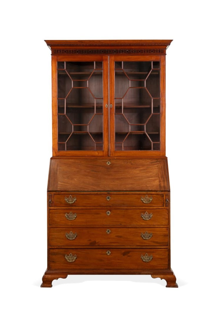 19TH C. GEORGE III STYLE MAHOGANY BUREAU BOOKCASE (1 of 7)