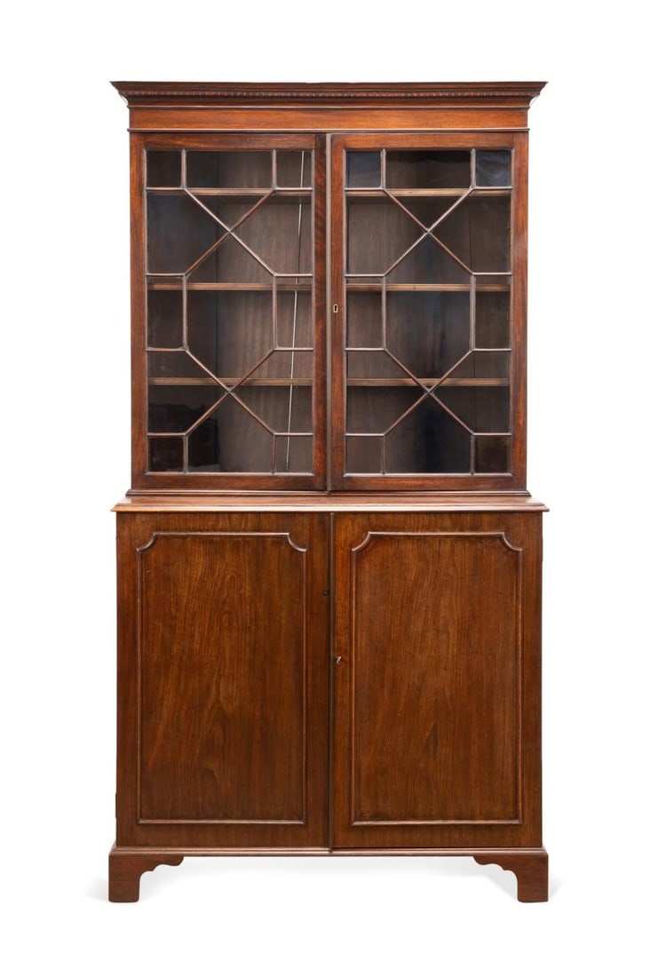 GEORGE III STYLE MAHOGANY BOOKCASE CABINET (1 of 5)