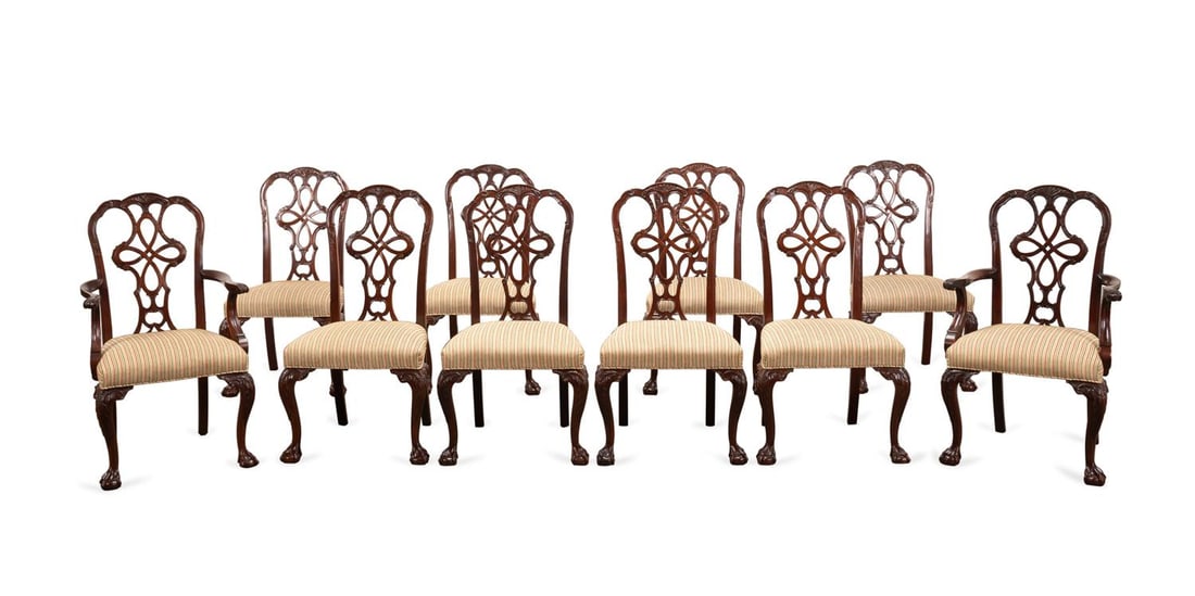 10 CHIPPENDALE STYLE MAHOGANY DINING CHAIRS (1 of 5)
