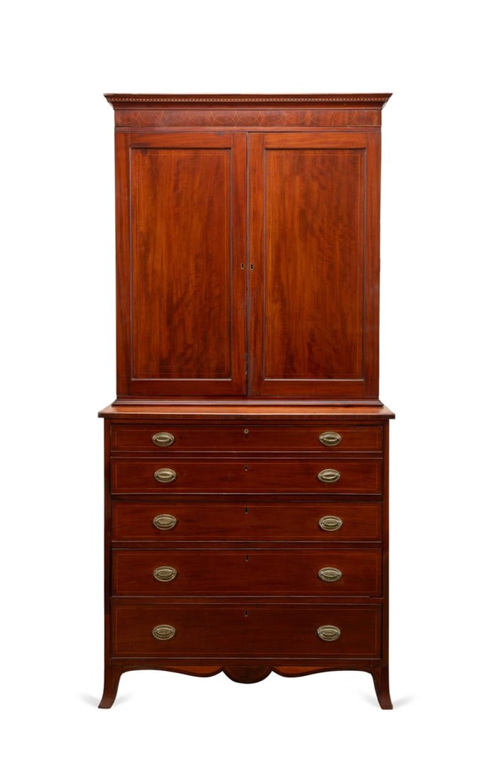 AMERICAN FEDERAL MAHOGANY BUREAU BOOKCASE (1 of 6)