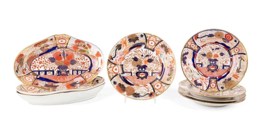 8PC CHAMBERLAIN-WORCESTER NELSON IMARI DINNERWARE (1 of 7)