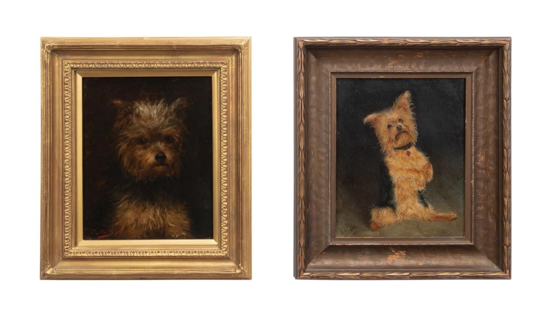 2PCS, PORTRAITS OF A DOG, OIL PAINTINGS (1 of 8)