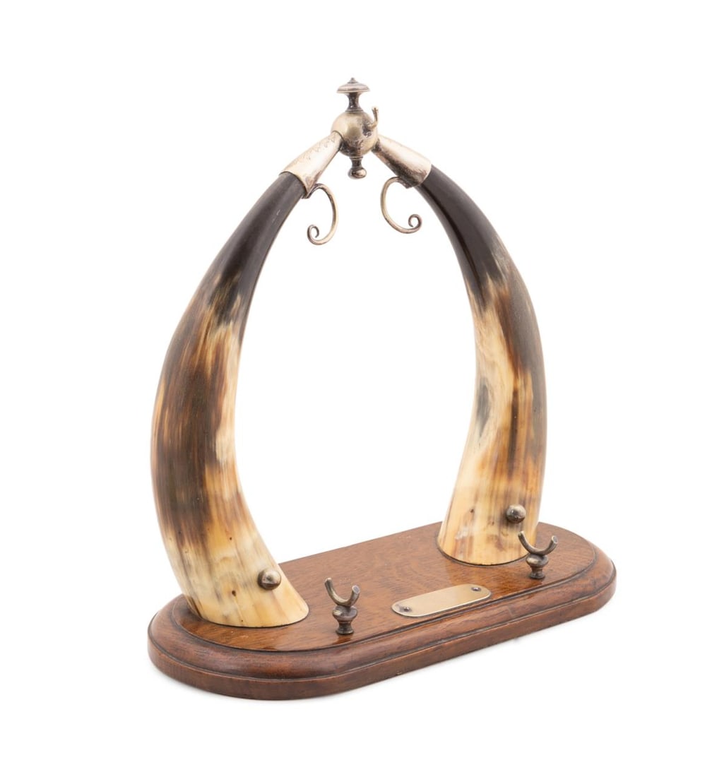 2 PCS SILVER PLATED MOUNTED HORN DINNER GONG (1 of 6)