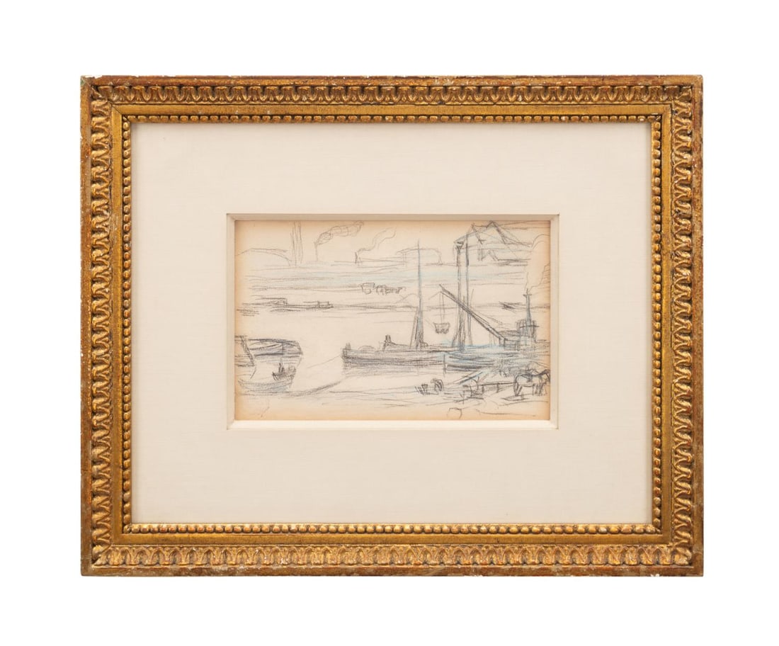 AMER. SCHOOL RIVER SCENE SKETCH C. 1940 (1 of 4)