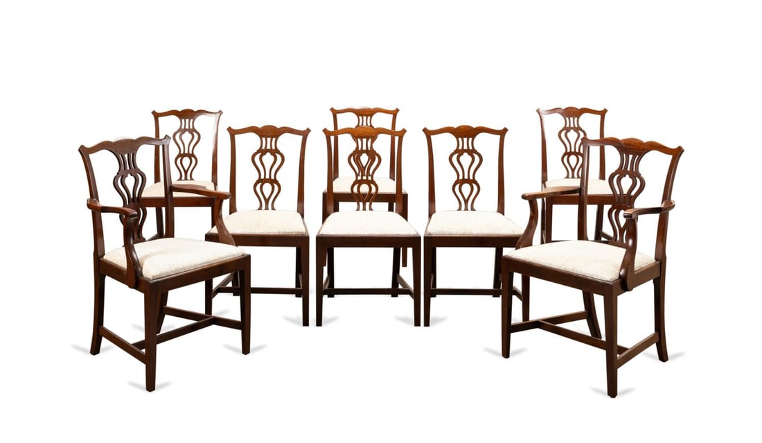 SET OF 8 CHIPPENDALE STYLE MAHOGANY DINING CHAIRS (1 of 4)